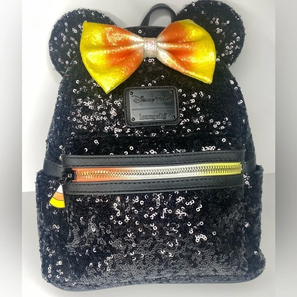 New Disney LoungeFly Limited Edition Candy Corn Halloween Sequins Mini Backpack
